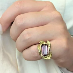 Bague motif Animalier or jaune et tourmaline