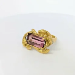 Bague motif Animalier or jaune et tourmaline