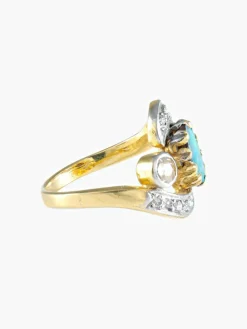 Bague Mouvementée Emeraude Diamants