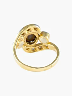 Bague Mouvementée Emeraude Diamants