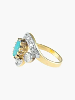 Bague Mouvementée Emeraude Diamants