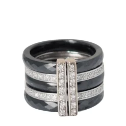 Bague multi anneaux en Or blanc et céramique