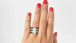 Bague multi anneaux en Or blanc et céramique