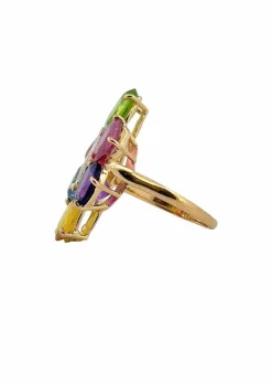 Bague multi pierres or jaune 18 carats