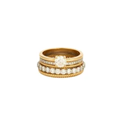 Bague multi-anneaux torsadé or jaune platine diamants