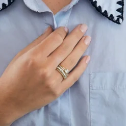 Bague multi-anneaux torsadé or jaune platine diamants