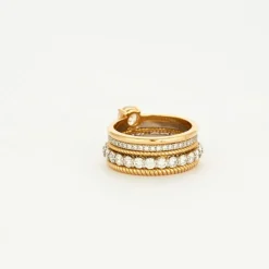 Bague multi-anneaux torsadé or jaune platine diamants
