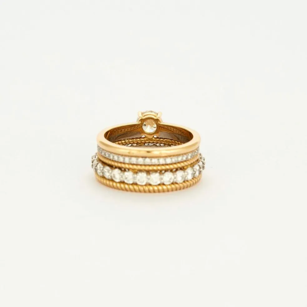 Bague multi-anneaux torsadé or jaune platine diamants
