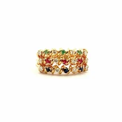 Bague multi-pierres spirales or jaune