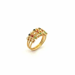 Bague multi-pierres spirales or jaune