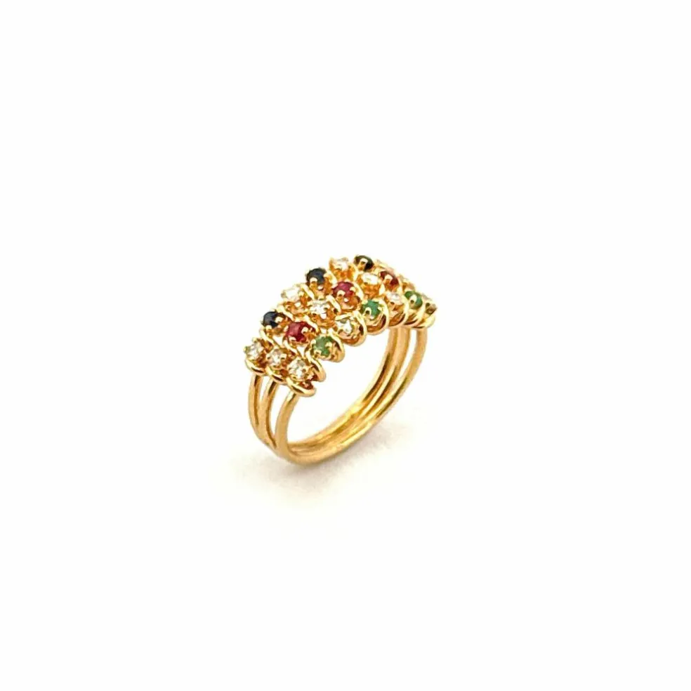 Bague multi-pierres spirales or jaune
