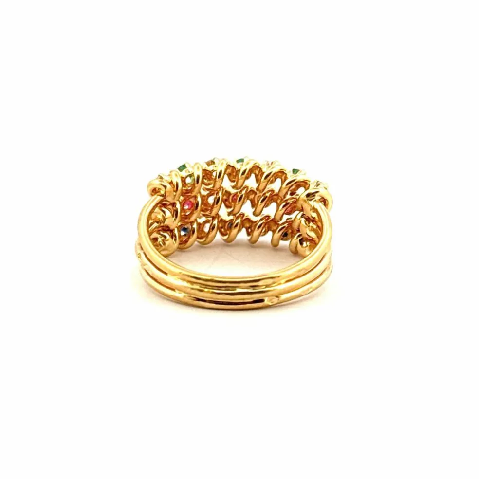 Bague multi-pierres spirales or jaune