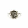 Bague Napoléon III en or blanc 18 carats et argent sertie de diamants "taille" rose