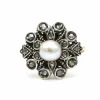 Bague Napoléon III en or jaune et argent, perle et diamants