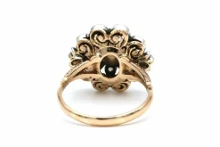 Bague Napoléon III en or jaune et argent, perle et diamants
