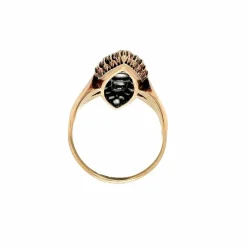 Bague Navette Belle Époque Diamants Or et Argent
