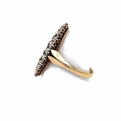 Bague Navette Belle Époque Diamants Or et Argent