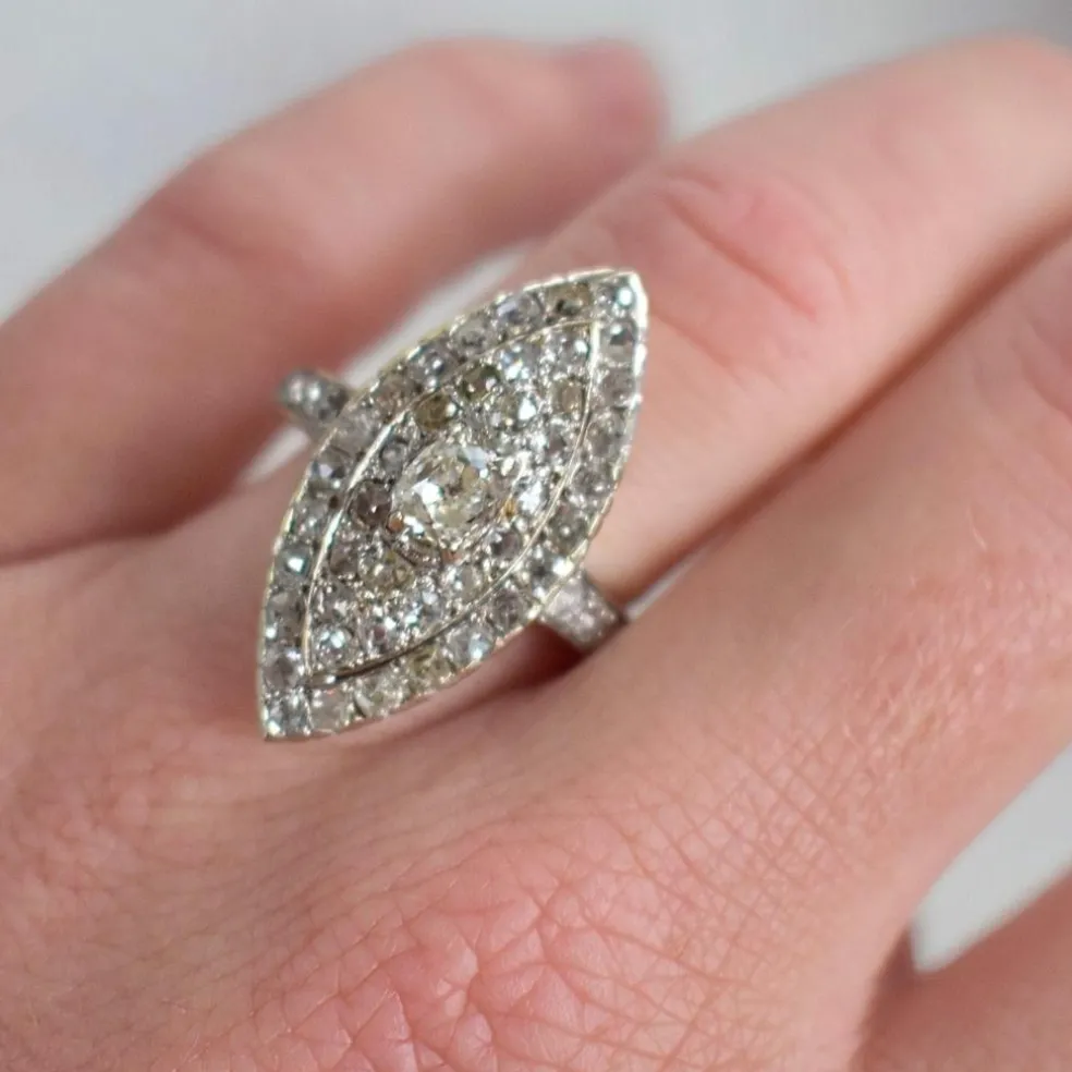 Bague Navette Diamants 4 carats