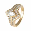 Bague Navette en Diamants, Or Jaune