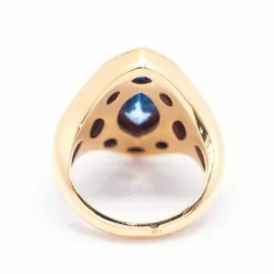 Bague navette en topaze et brillants