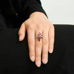 Bague Navette Rubis Diamants