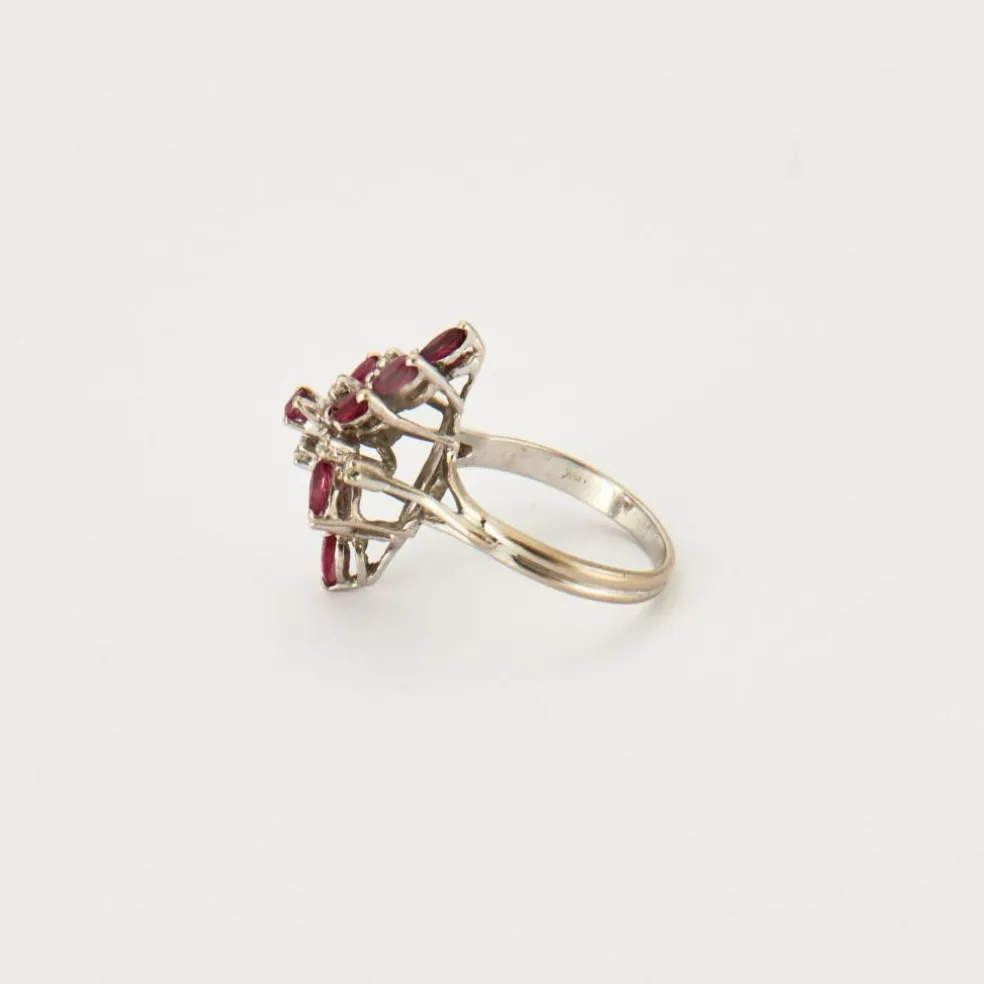Bague Navette Rubis Diamants