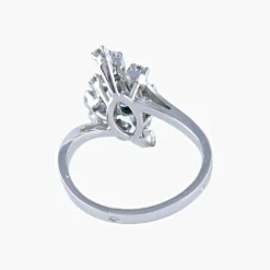 Bague Navette Saphir et Diamants
