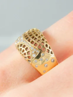 Bague Nid d'abeille et diamants