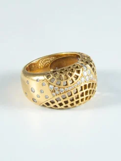 Bague Nid d'abeille et diamants