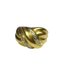 Bague noeud en or jaune gris et diamants