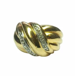 Bague noeud or jaune, or gris et diamants