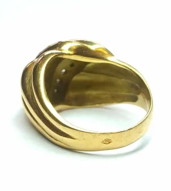 Bague noeud or jaune, or gris et diamants