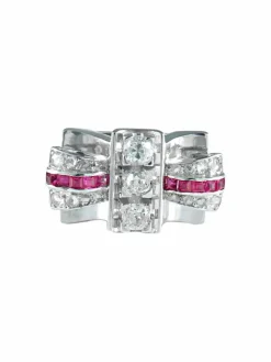 Bague noeud papillon or blanc