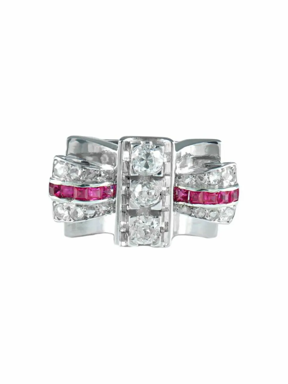 Bague noeud papillon or blanc