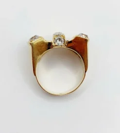 Bague noeud XXL Art Déco or jaune, 2,46 carats de diamant (circa 1950)