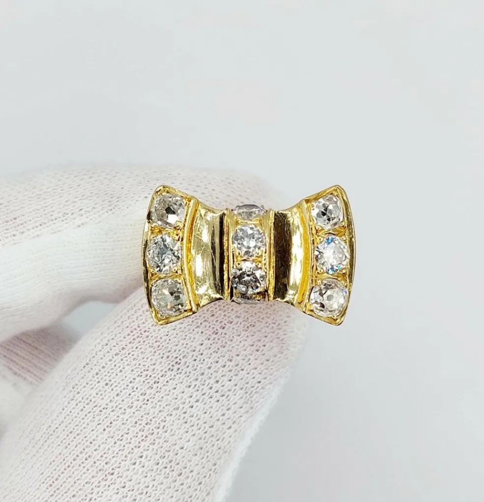 Bague noeud XXL Art Déco or jaune, 2,46 carats de diamant (circa 1950)