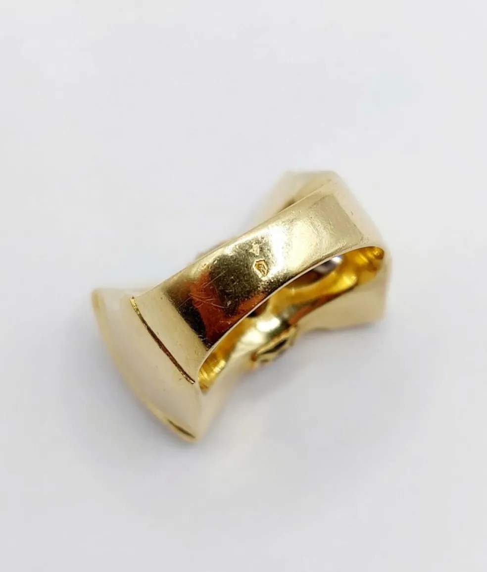 Bague noeud XXL Art Déco or jaune, 2,46 carats de diamant (circa 1950)