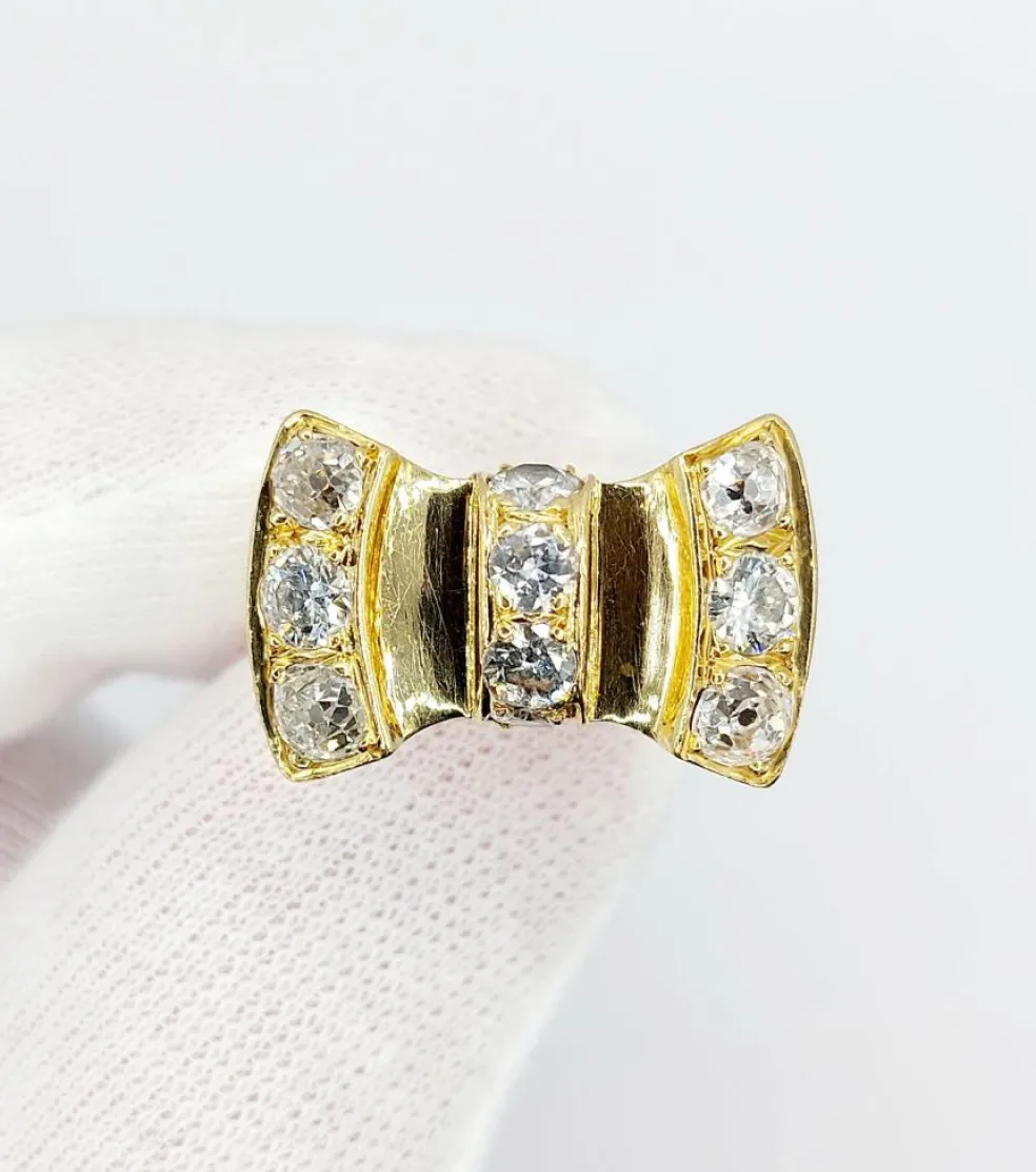 Bague noeud XXL Art Déco or jaune, 2,46 carats de diamant (circa 1950)