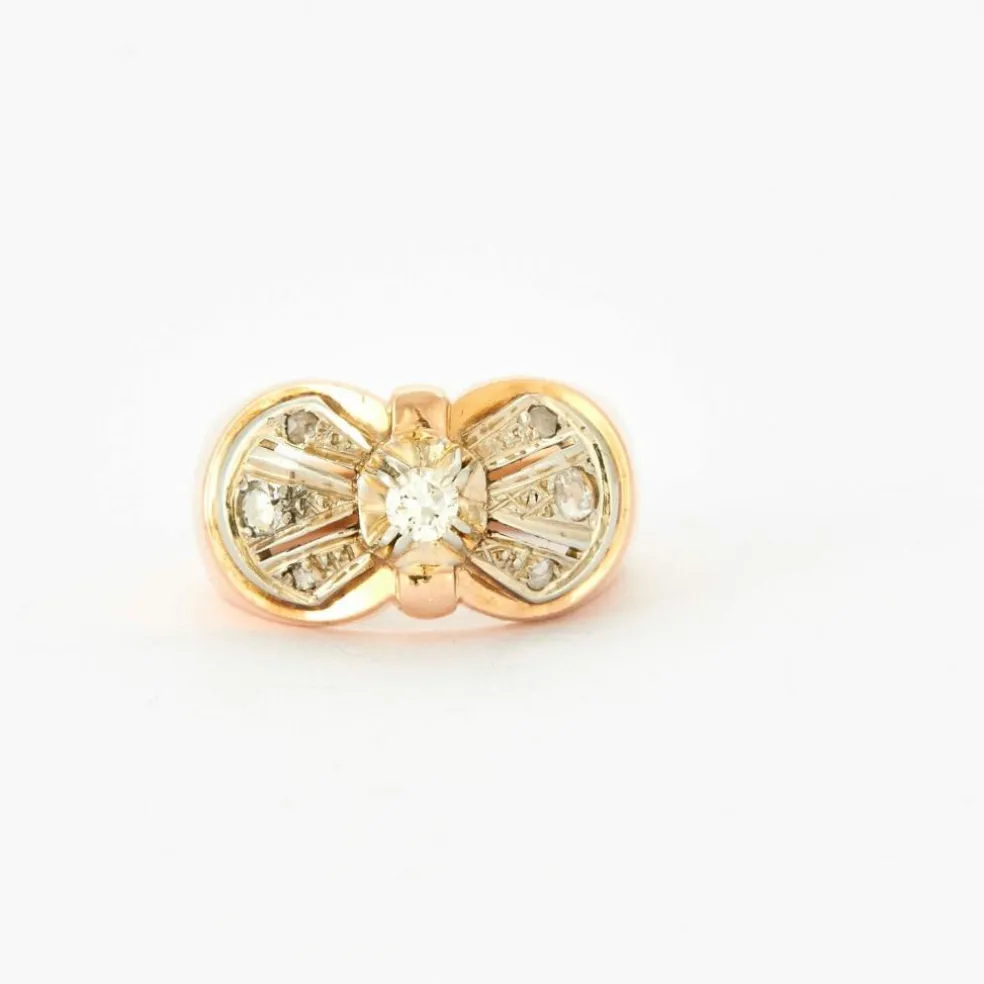Bague nœud diamants or jaune
