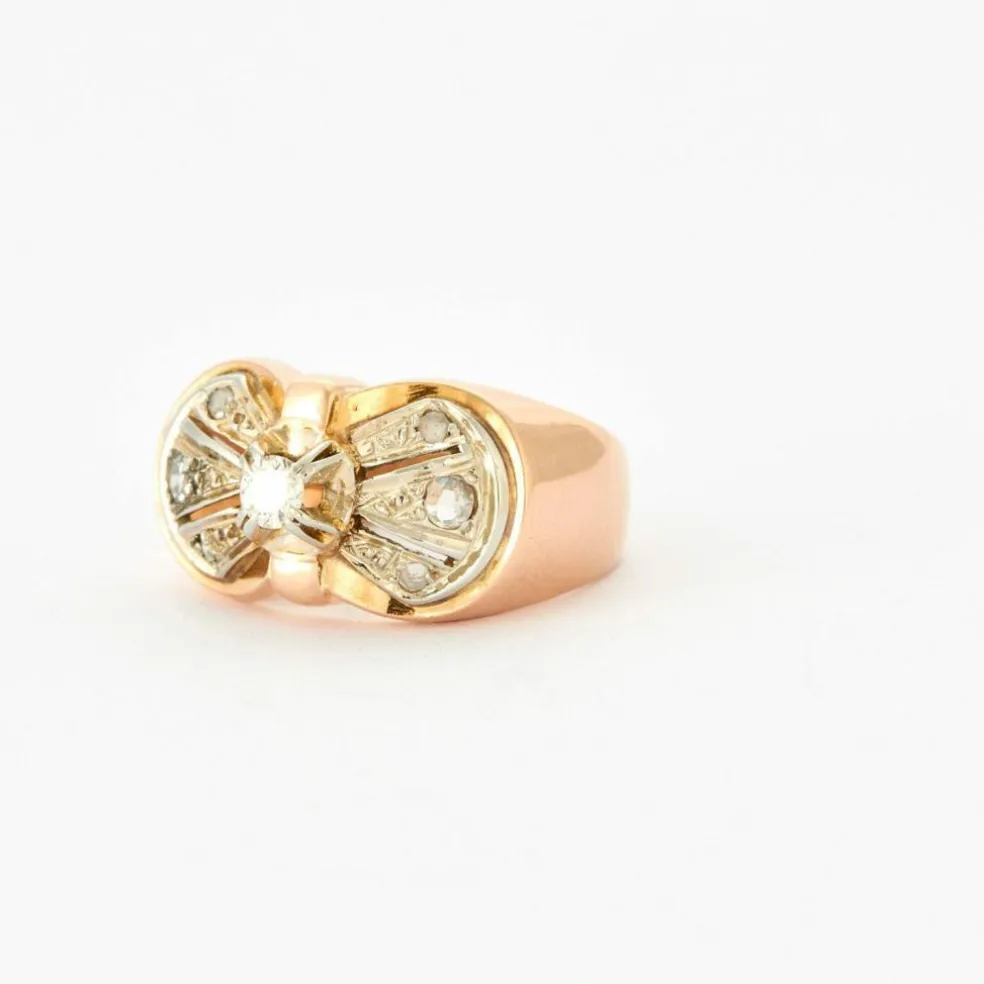Bague nœud diamants or jaune