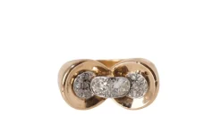 Bague nœud en or rose platine et diamants