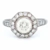 Bague octogonale en platine et diamants