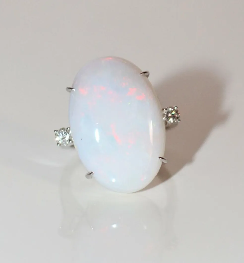 Bague OPALE blanche d'Australie