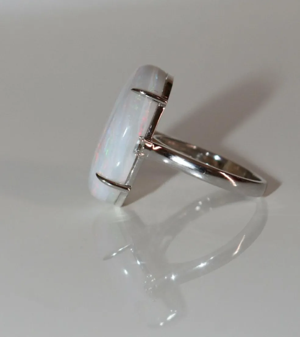 Bague OPALE blanche d'Australie