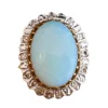Bague opale cabochon et diamants