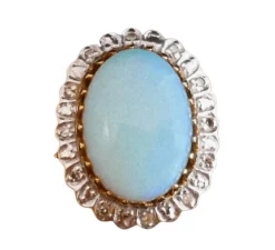 Bague opale cabochon et diamants
