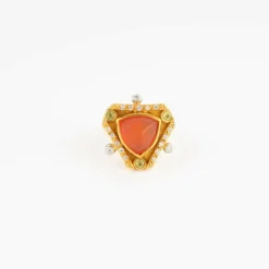 Bague opale de feu pain de sucre