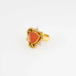Bague opale de feu pain de sucre