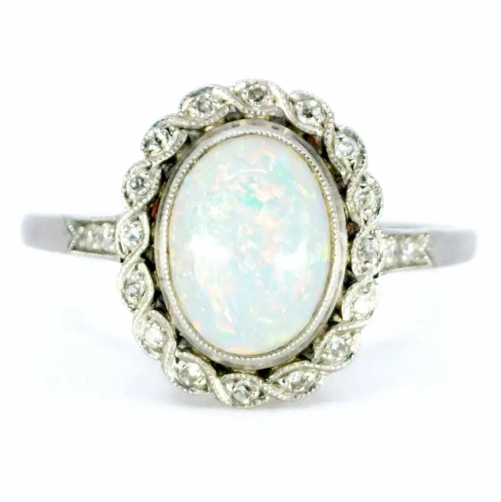 Bague Opale Diamant Platine