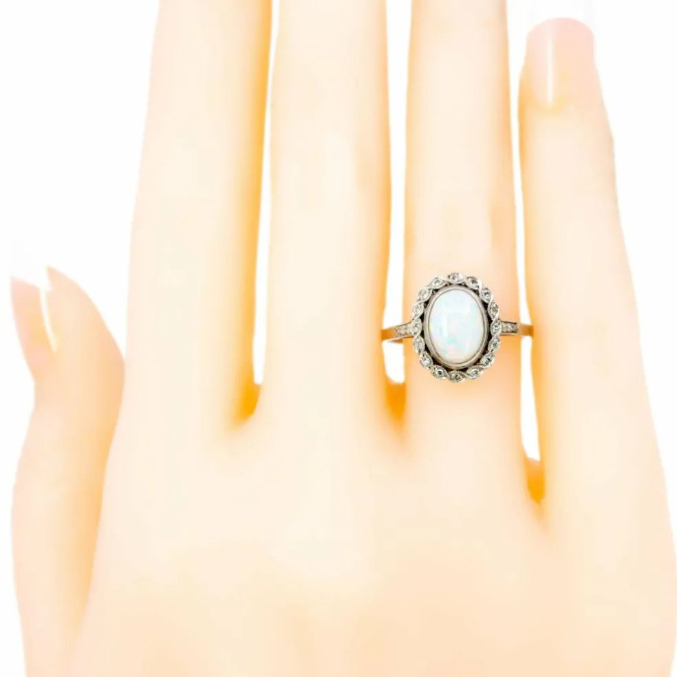Bague Opale Diamant Platine